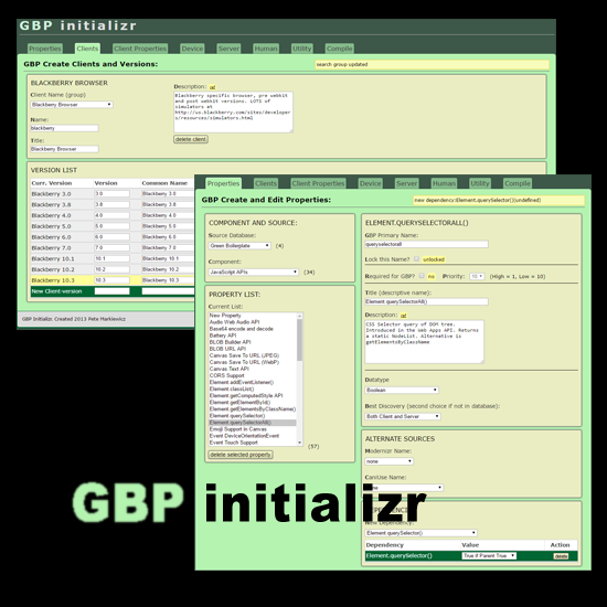 database editor for green boilerplate, a sustainable web design framework by pete markiewicz