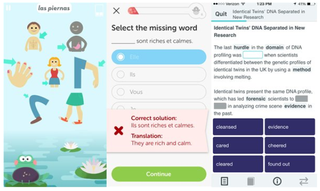 apps showing stage1 , stage 2 stage 3 learning models
