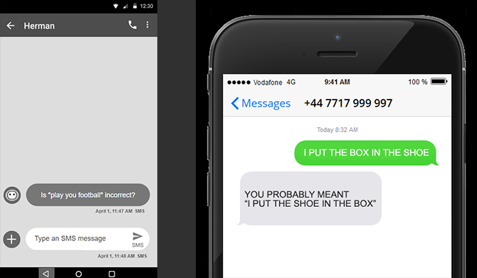 a sample screen showing SMS interaction in the LLA prototype