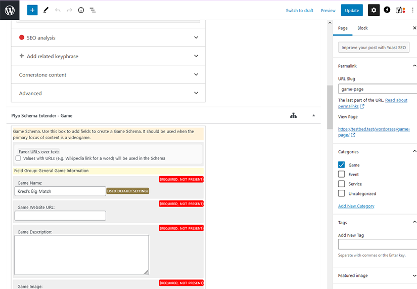 Plyo Schema Extender plugin admin screen